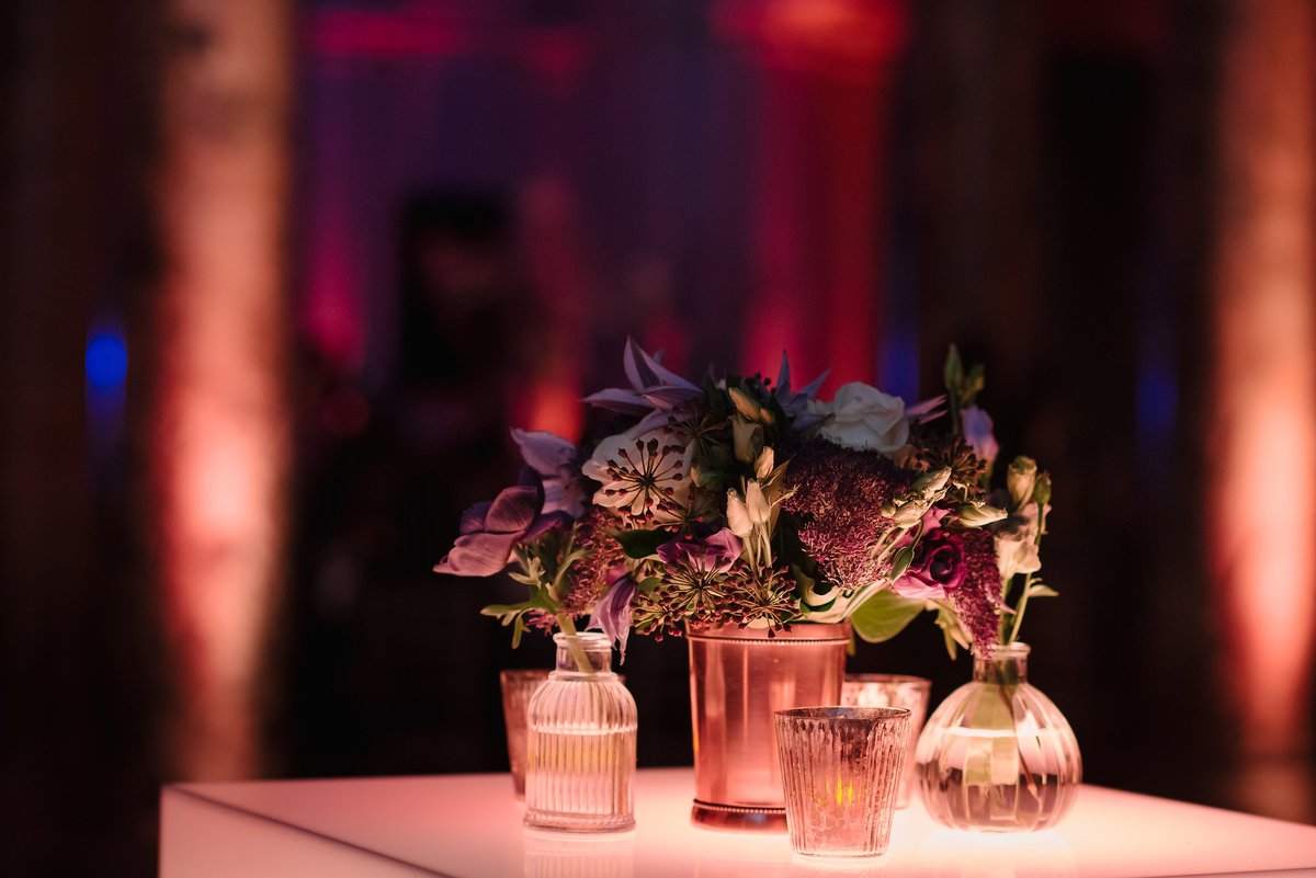 A beautiful floral centrepiece with candles