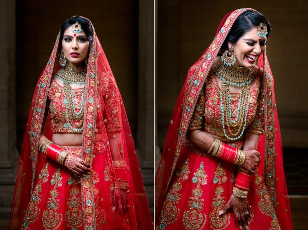 Posed serious bride and then laughing bride 